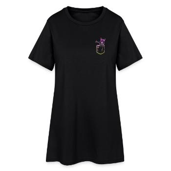Alpaga dans un look de poche - poche poitrine - Robe T-shirt Femme - noir - Devant