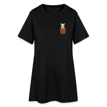 Schnauzer dans la poche poitrine - Robe T-shirt Femme - noir - Devant