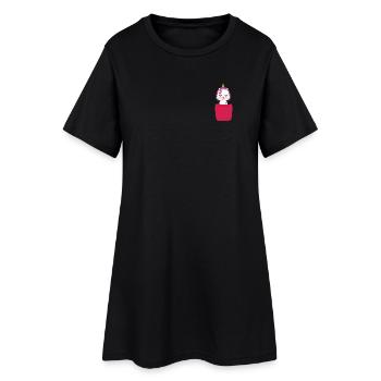 Licorne mignonne dans la poche de poitrine Licorne drôle - Robe T-shirt Femme - noir - Devant