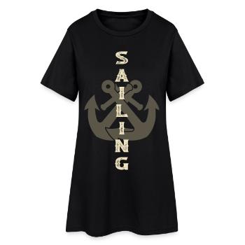 Segeln Segler Segelboot Anker - Frauen T-Shirt-Kleid - Schwarz - Vorne
