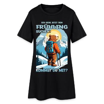 Ours à la recherche du printemps - Robe T-shirt Femme - noir - Devant