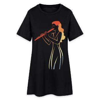 Croquis de joueur de flûte vintage - Robe T-shirt Femme - noir - Devant