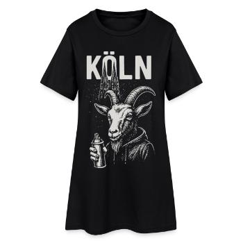 Kölner Streetstyle Ziege - Frauen T-Shirt-Kleid - Schwarz - Vorne