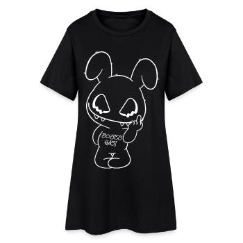 böses Hasi einfache Zeichnung Halloween - Frauen T-Shirt-Kleid - Schwarz - Vorne