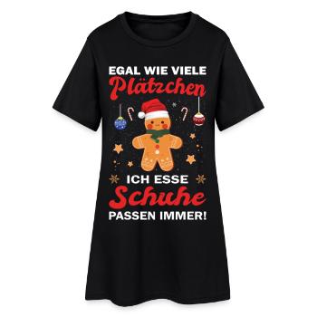 Weihnachtsgeschenk Lebkuchenmann Plätzchen Schuhe - Frauen T-Shirt-Kleid - Schwarz - Vorne