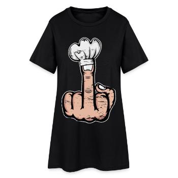Mittelfinger Stinkefinger Kochmütze Design - Frauen T-Shirt-Kleid - Schwarz - Vorne