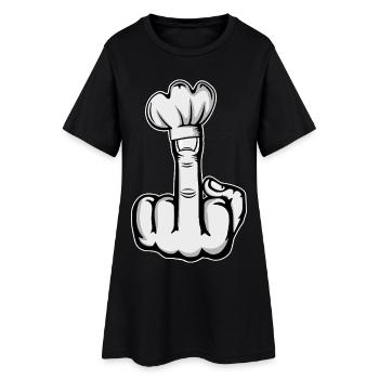 Mittelfinger Stinkefinger Kochmütze Design - Frauen T-Shirt-Kleid - Schwarz - Vorne