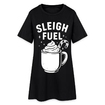 Traîneau Carburant Noël Famille Drôle Père Noël Vacances - Robe T-shirt Femme - noir - Devant