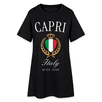 Capri Italien Wappen Krone – Reise Souvenir - Frauen T-Shirt-Kleid - Schwarz - Vorne