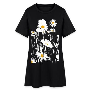 DAISIES - Women’s T-Shirt Dress - black - Front