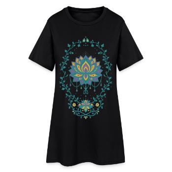 Spiritualité Fleur de Lotus Géométrie Sacrée Zen - Robe T-shirt Femme - noir - Devant