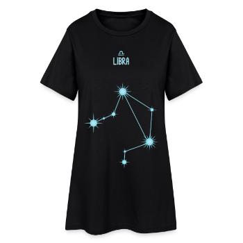 Libra Zodiac Sign Star Constellation Pastel Blue - Women’s T-Shirt Dress - black - Front