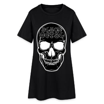 Schädelgrafik Black Metal - Frauen T-Shirt-Kleid - Schwarz - Vorne