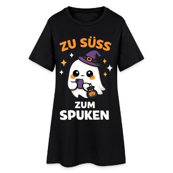Zu süß zum Spuken – Kawaii-Geist mit Hexenhut - Frauen T-Shirt-Kleid - Schwarz - Vorne