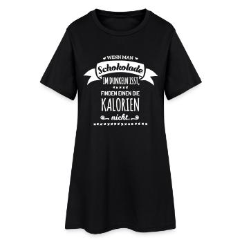 Schokolade im Dunkeln isst finden Kalorien nicht - Frauen T-Shirt-Kleid - Schwarz - Vorne