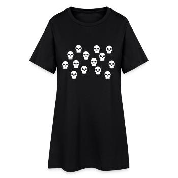 Totenkopf - Frauen T-Shirt-Kleid - Schwarz - Vorne