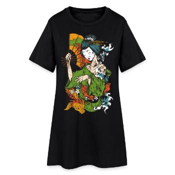 Geisha - Frauen T-Shirt-Kleid - Schwarz - Vorne