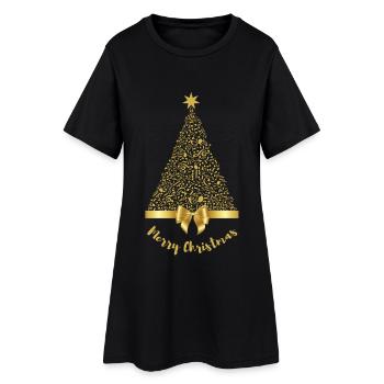 Joyeux Noël or Notes de musique arbre avec noeud - Robe T-shirt Femme - noir - Devant