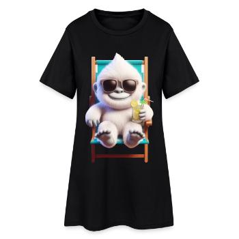 Yeti Monster dans une chaise longue - Robe T-shirt Femme - noir - Devant