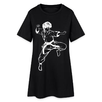 Croquis de karaté garçon - Robe T-shirt Femme - noir - Devant