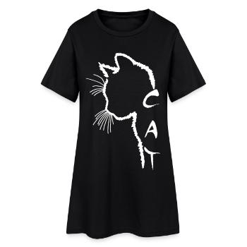 White Cat Silhouette - Women’s T-Shirt Dress - black - Front