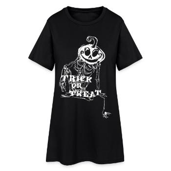 Halloween Trick or Treat Comic Kürbis Skelett  - Frauen T-Shirt-Kleid - Schwarz - Vorne
