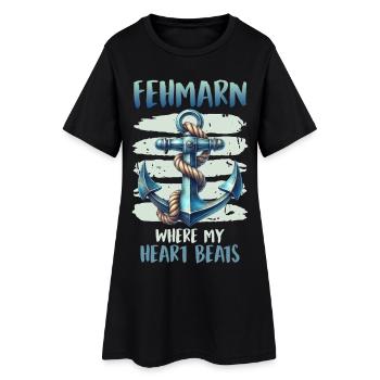 FEHMARN LÀ OÙ MON CŒUR BAT Drôle - Robe T-shirt Femme - noir - Devant