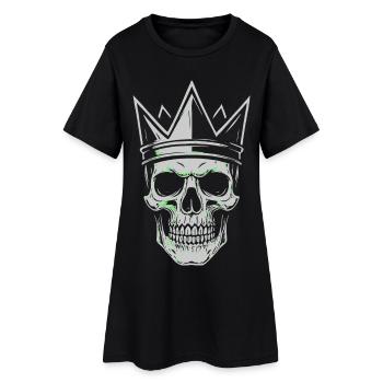 Krone Totenkopf Motiv für Skull und Rock Fans - Frauen T-Shirt-Kleid - Schwarz - Vorne