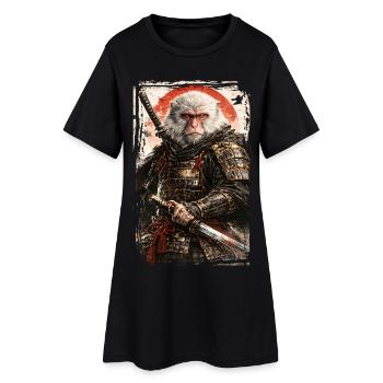 Art japonais - Singe des neiges japonais - Samouraï - Robe T-shirt Femme - noir - Devant