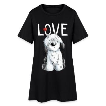 I Love Bobtail - Bobtails - Old English Sheepdog - Frauen T-Shirt-Kleid - Schwarz - Vorne