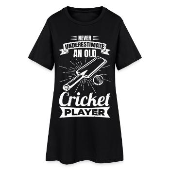 Never underestimate old cricketers - Women’s T-Shirt Dress - black - Front