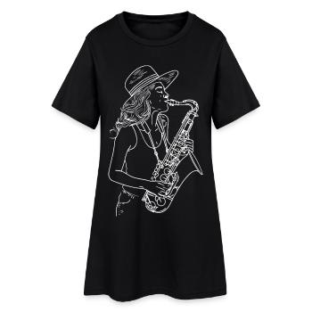 Dessin de saxophoniste - Robe T-shirt Femme - noir - Devant