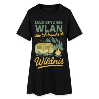 Das Einzige WLAN Das Ich Brauche Ist Wildnis - Frauen T-Shirt-Kleid - Schwarz - Vorne