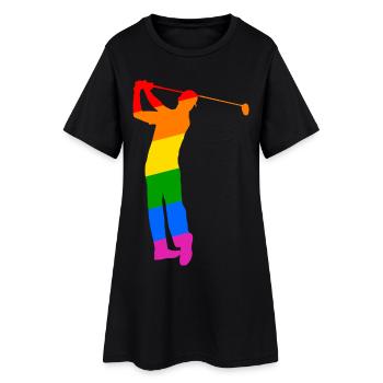 Regenbogen Golfer - Frauen T-Shirt-Kleid - Schwarz - Vorne
