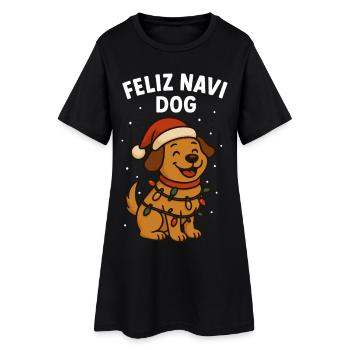 Feliz Navi Chien Noël Plaisir Vacances en famille - Robe T-shirt Femme - noir - Devant