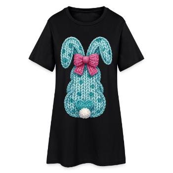 Osterhase von hinten Schleife Faux Yarn Ostern - Frauen T-Shirt-Kleid - Schwarz - Vorne