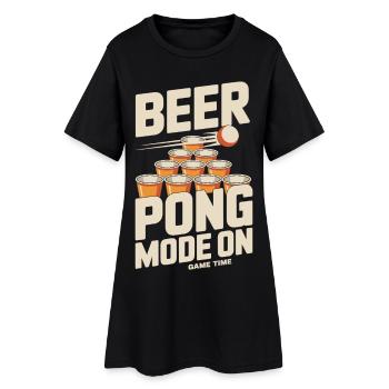 Beer Pong Mode On Shirt - Frauen T-Shirt-Kleid - Schwarz - Vorne