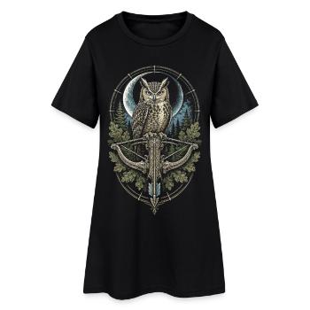 Arbalète Arbalétrier Hibou devant Moon - Robe T-shirt Femme - noir - Devant