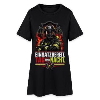 Feuerwehr - Frauen T-Shirt-Kleid - Schwarz - Vorne