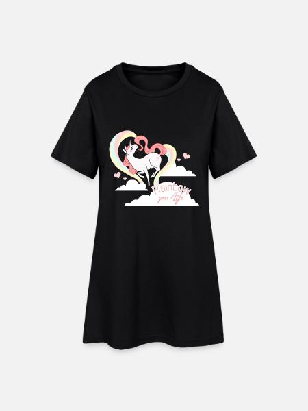 rainbow your life - Robe T-shirt Femme - noir
