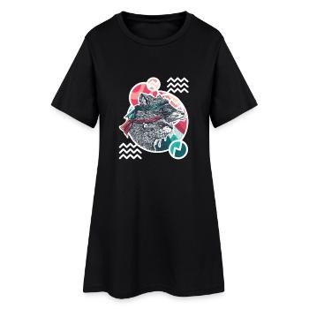 Wischwaschbär & AimbOTTER - Frauen T-Shirt-Kleid - Schwarz - Vorne