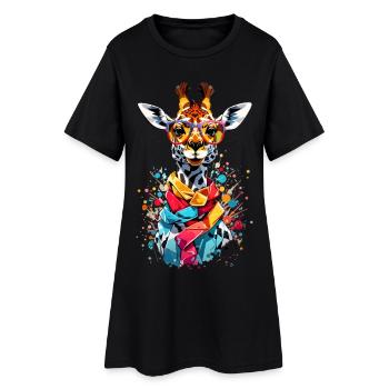 Coole Giraffe - Frauen T-Shirt-Kleid - Schwarz - Vorne