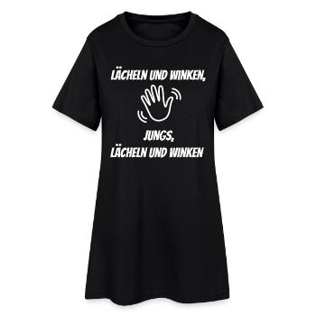 Lächeln und Winken – Jungs - Frauen T-Shirt-Kleid - Schwarz - Vorne