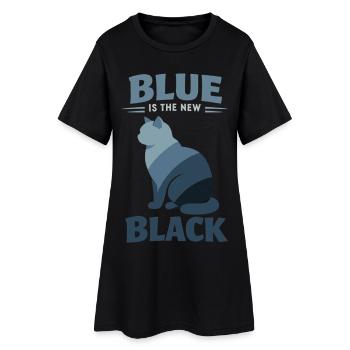 BKH Blue: Minimalist "Blue is the new Black" - Frauen T-Shirt-Kleid - Schwarz - Vorne
