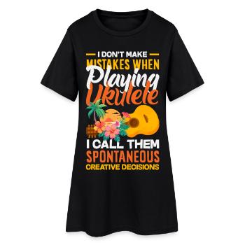 Funny Ukulele Designs and Sayings - Women’s T-Shirt Dress - black - Front
