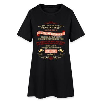 Die glücklichste Frau-03.png - Frauen T-Shirt-Kleid - Schwarz - Vorne