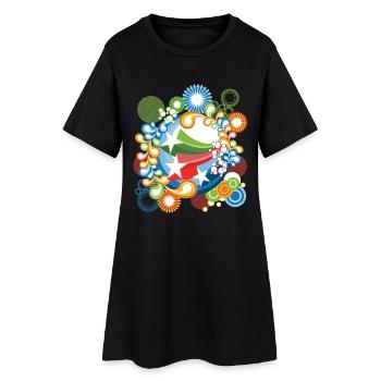 72 - Frauen T-Shirt-Kleid - Schwarz - Vorne