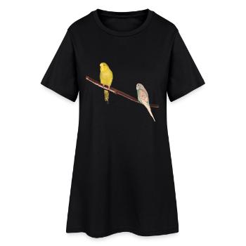 Wellensittiche - Frauen T-Shirt-Kleid - Schwarz - Vorne