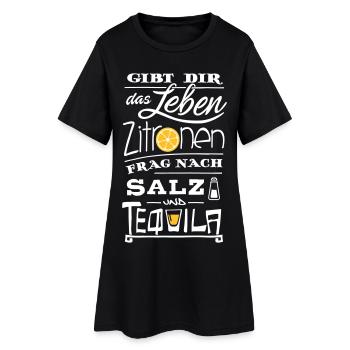 Zitronen Tequila Spruch – Lebensweisheit - Frauen T-Shirt-Kleid - Schwarz - Vorne