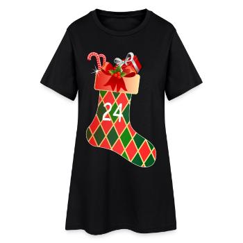 24 décembre Chaussette - Robe T-shirt Femme - noir - Devant